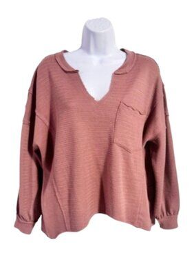 Blu Pepper Dusty Rose Thermal Knit Top - S